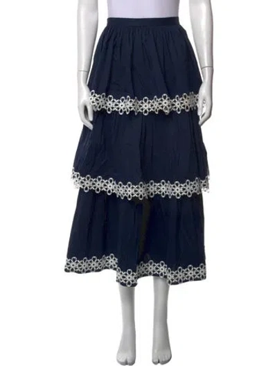 Pre-owned Alexis Printed Midi Length Skirt In Blue