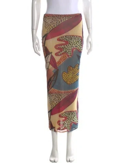 Pre-owned Alexis Printed Midi Length Skirt In Blue/neutrals