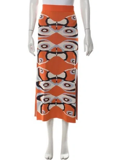 Pre-owned Alexis Printed Midi Length Skirt In Orange