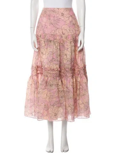 Pre-owned Alexis Printed Midi Length Skirt In Pink