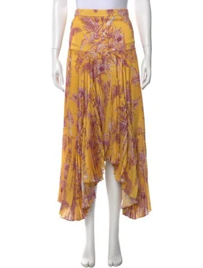 Pre-owned Alexis Printed Midi Length Skirt In Yellow