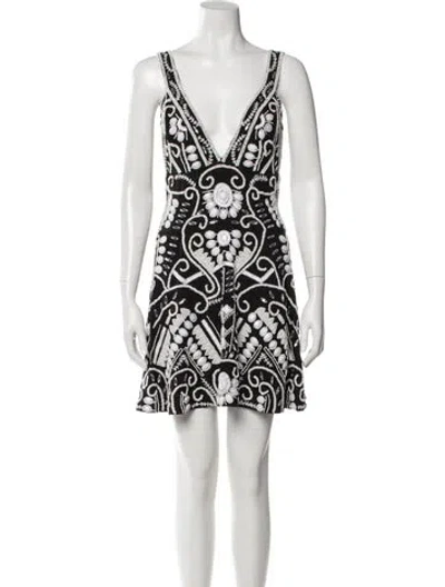 Pre-owned Alexis Printed Mini Dress In Black