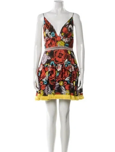 Pre-owned Alexis Printed Mini Dress In Black