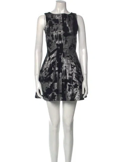 Pre-owned Alexis Printed Mini Dress In Black