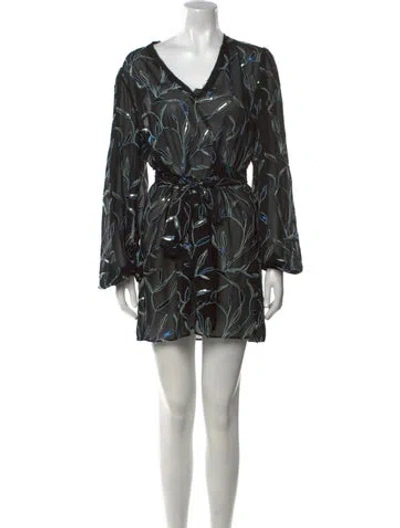 Pre-owned Alexis Printed Mini Dress In Black