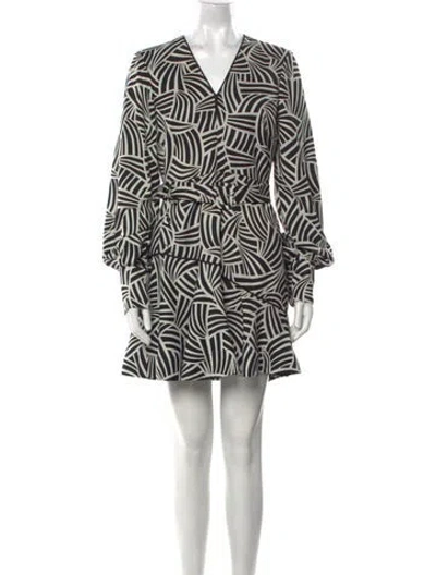 Pre-owned Alexis Printed Mini Dress In Black