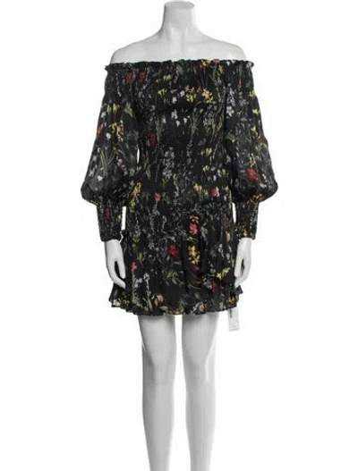 Pre-owned Alexis Printed Mini Dress In Black