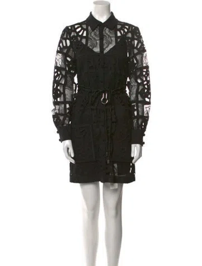 Pre-owned Alexis Printed Mini Dress In Black