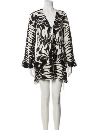 Pre-owned Alexis Printed Mini Dress In Black