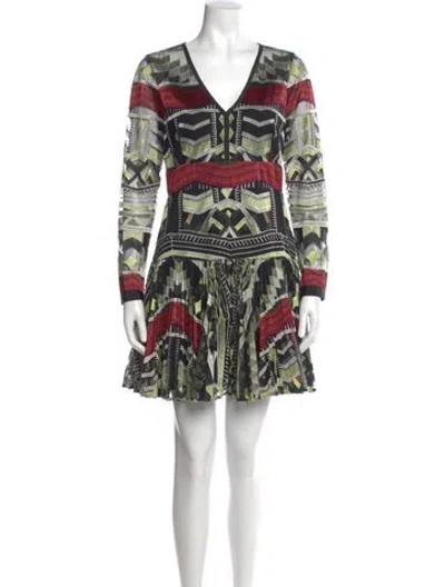 Pre-owned Alexis Printed Mini Dress In Black