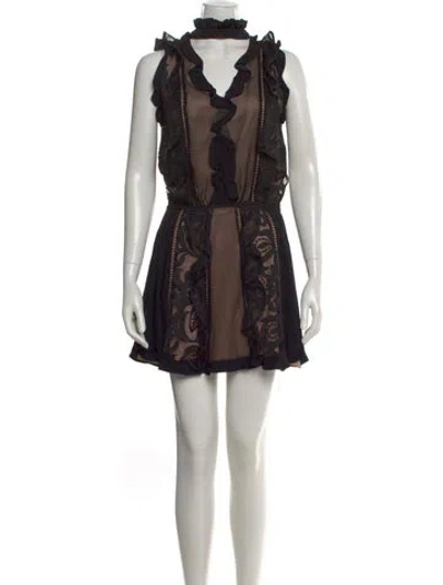 Pre-owned Alexis Printed Mini Dress In Black