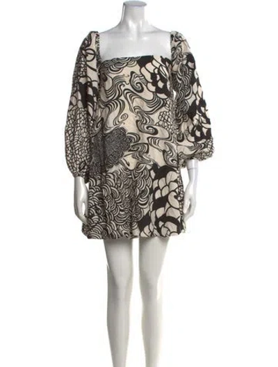 Pre-owned Alexis Printed Mini Dress In Black
