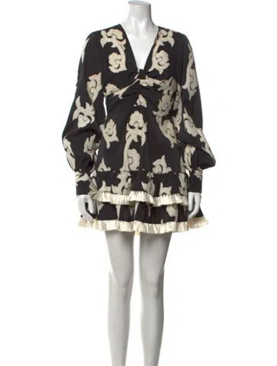 Pre-owned Alexis Printed Mini Dress In Black