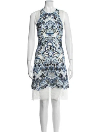 Pre-owned Alexis Printed Mini Dress In Black/blue/white
