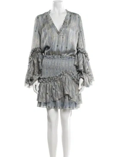Pre-owned Alexis Printed Mini Dress In Blue