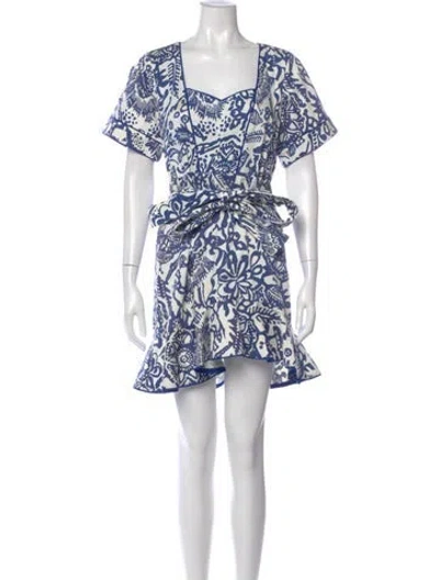 Pre-owned Alexis Printed Mini Dress In Blue