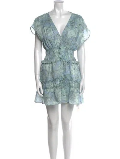 Pre-owned Alexis Printed Mini Dress In Blue