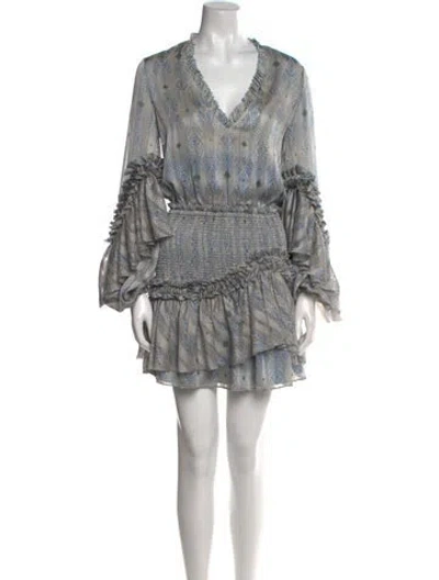 Pre-owned Alexis Printed Mini Dress In Blue