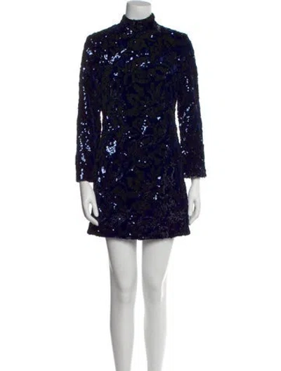 Pre-owned Alexis Printed Mini Dress In Blue