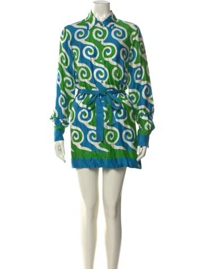 Pre-owned Alexis Printed Mini Dress In Blue