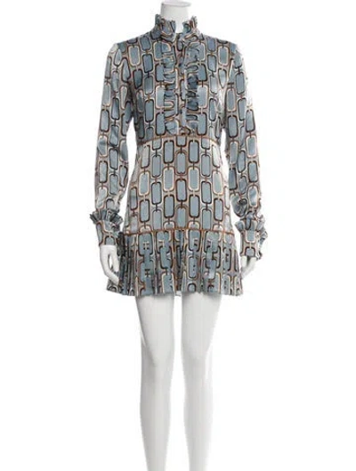 Pre-owned Alexis Printed Mini Dress In Blue