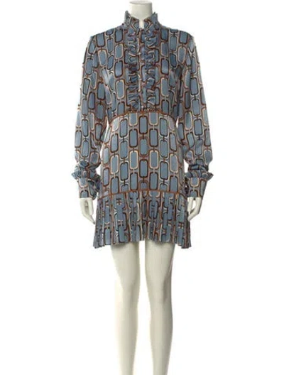 Pre-owned Alexis Printed Mini Dress In Blue
