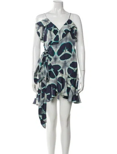 Pre-owned Alexis Printed Mini Dress In Blue