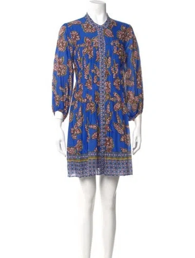 Pre-owned Alexis Printed Mini Dress In Blue