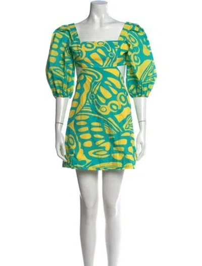 Pre-owned Alexis Printed Mini Dress In Blue