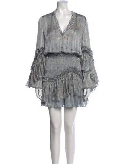 Pre-owned Alexis Printed Mini Dress In Blue