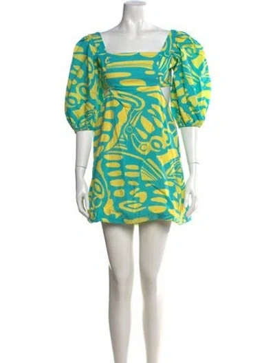 Pre-owned Alexis Printed Mini Dress In Blue