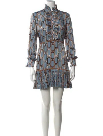 Pre-owned Alexis Printed Mini Dress In Blue