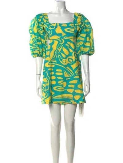Pre-owned Alexis Printed Mini Dress In Blue
