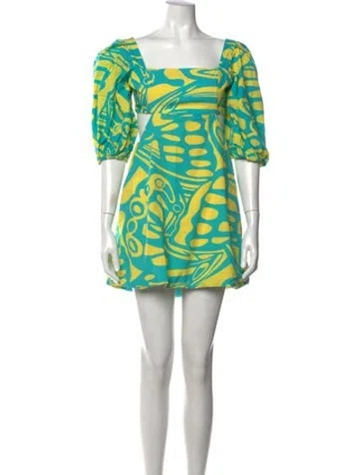 Pre-owned Alexis Printed Mini Dress In Blue
