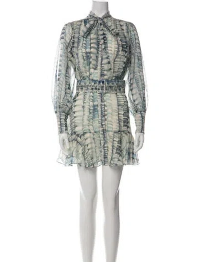 Pre-owned Alexis Printed Mini Dress In Blue