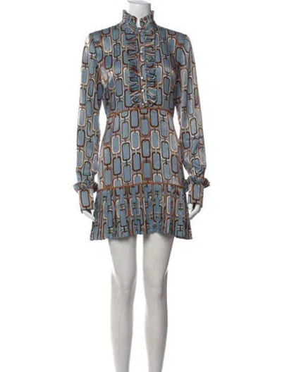 Pre-owned Alexis Printed Mini Dress In Blue
