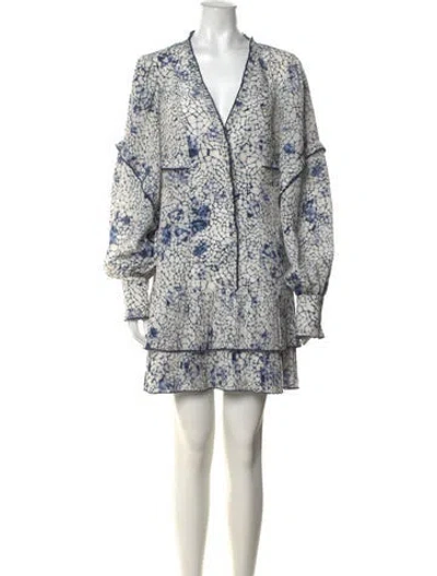 Pre-owned Alexis Printed Mini Dress In Blue