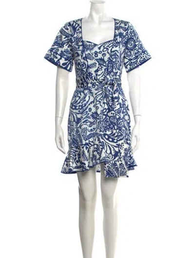 Pre-owned Alexis Printed Mini Dress In Blue