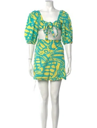 Pre-owned Alexis Printed Mini Dress In Blue