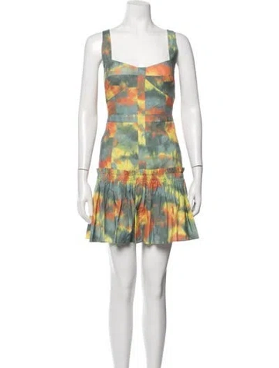 Pre-owned Alexis Printed Mini Dress In Blue