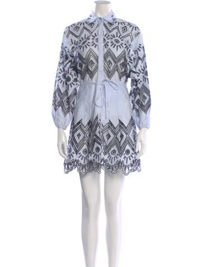 Pre-owned Alexis Printed Mini Dress In Blue/white