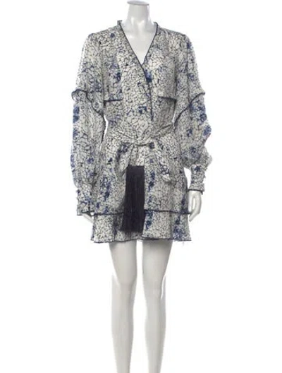 Pre-owned Alexis Printed Mini Dress In Blue/white