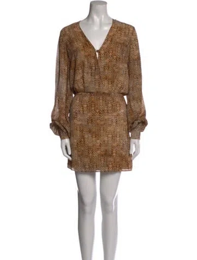 Pre-owned Alexis Printed Mini Dress In Brown