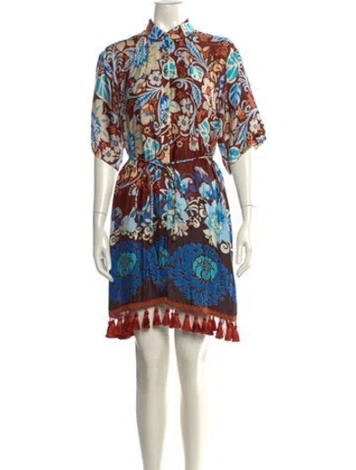 Pre-owned Alexis Printed Mini Dress In Brown