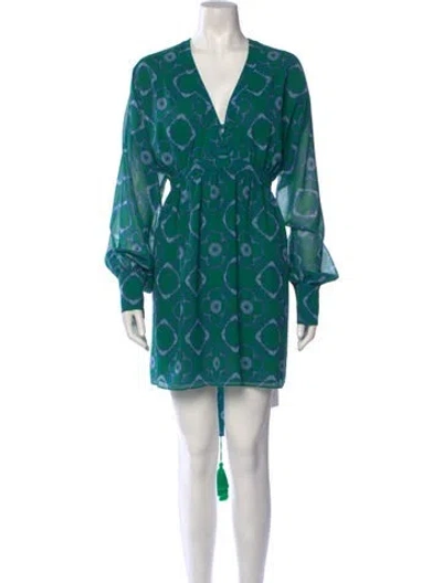 Pre-owned Alexis Printed Mini Dress In Green