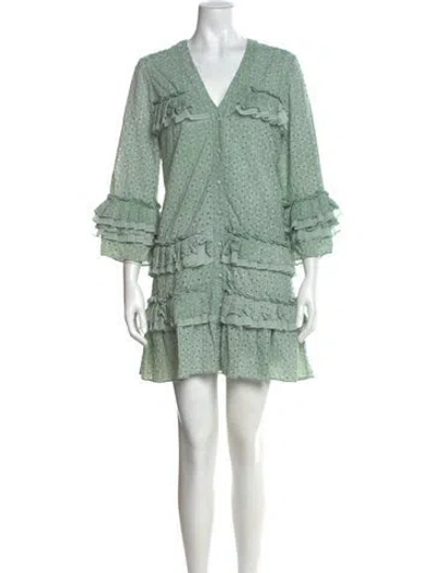 Pre-owned Alexis Printed Mini Dress In Green