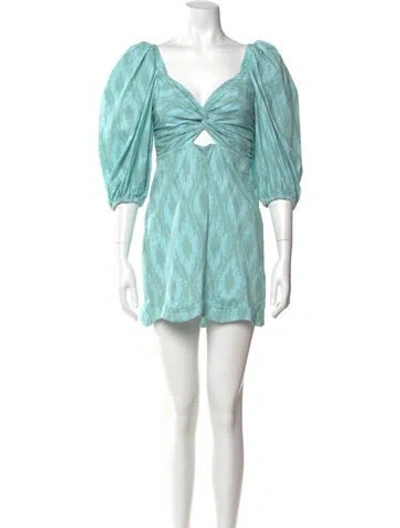 Pre-owned Alexis Printed Mini Dress In Green