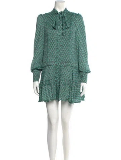 Pre-owned Alexis Printed Mini Dress In Green