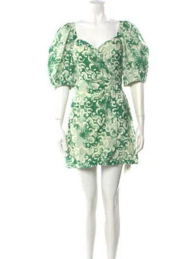 Pre-owned Alexis Printed Mini Dress In Green