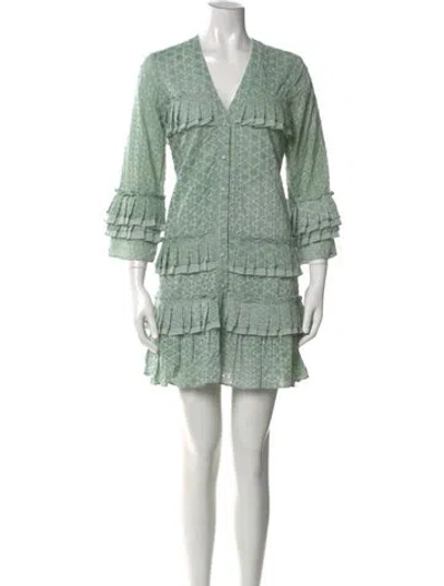 Pre-owned Alexis Printed Mini Dress In Green